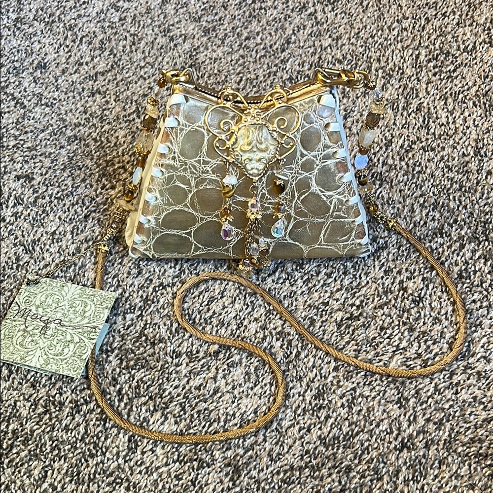 Maya Gold and Cream Crossbody Bag